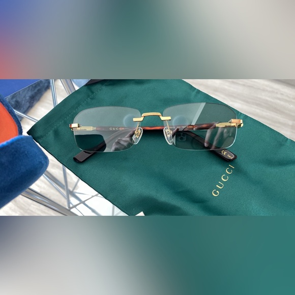 Gucci Gold and Red Men's Glasses - Picture 1 of 6